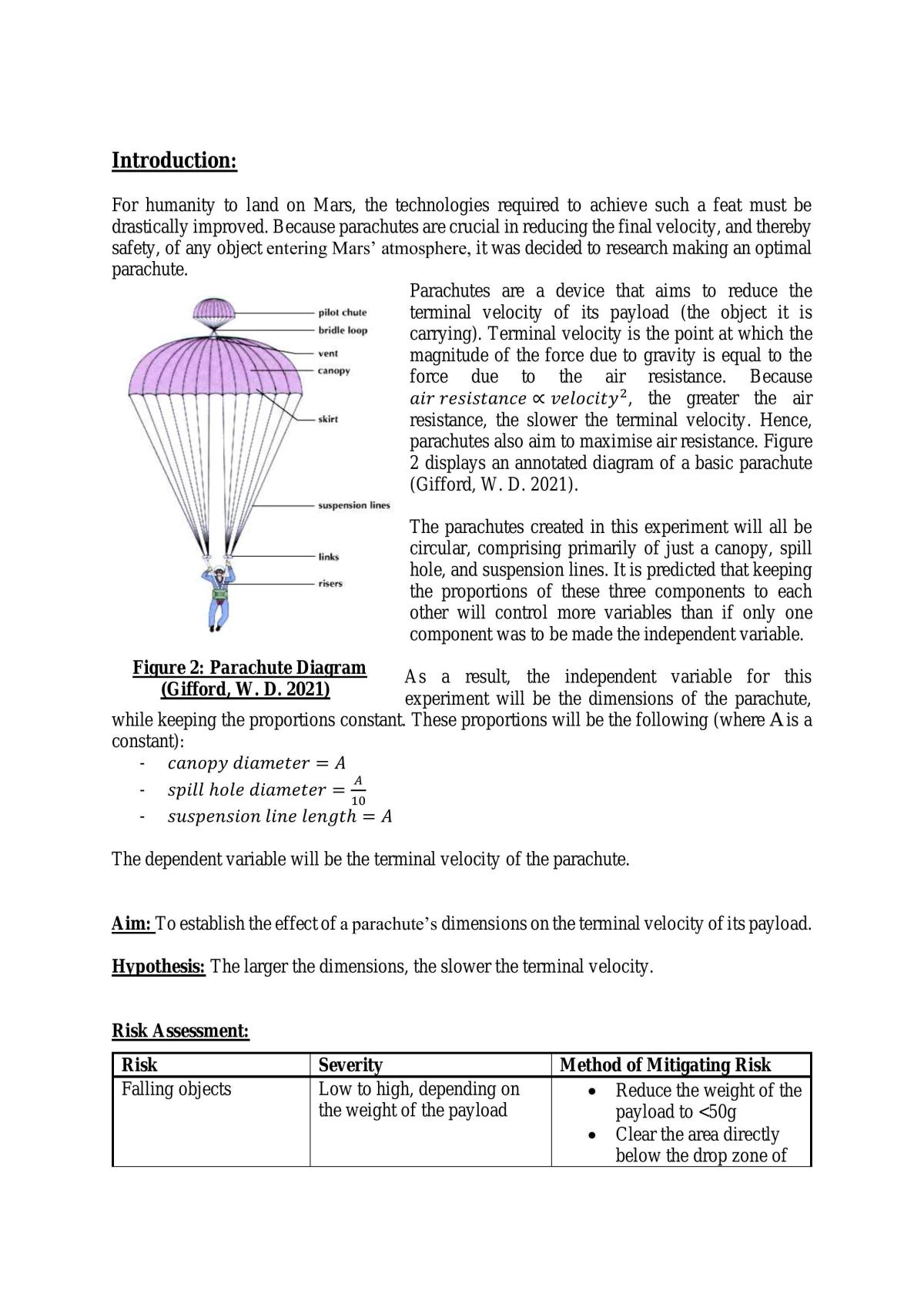 How Does Proportionally Enlarging a Parachute Affect the Final Velocity of Its Payload? - Page 2