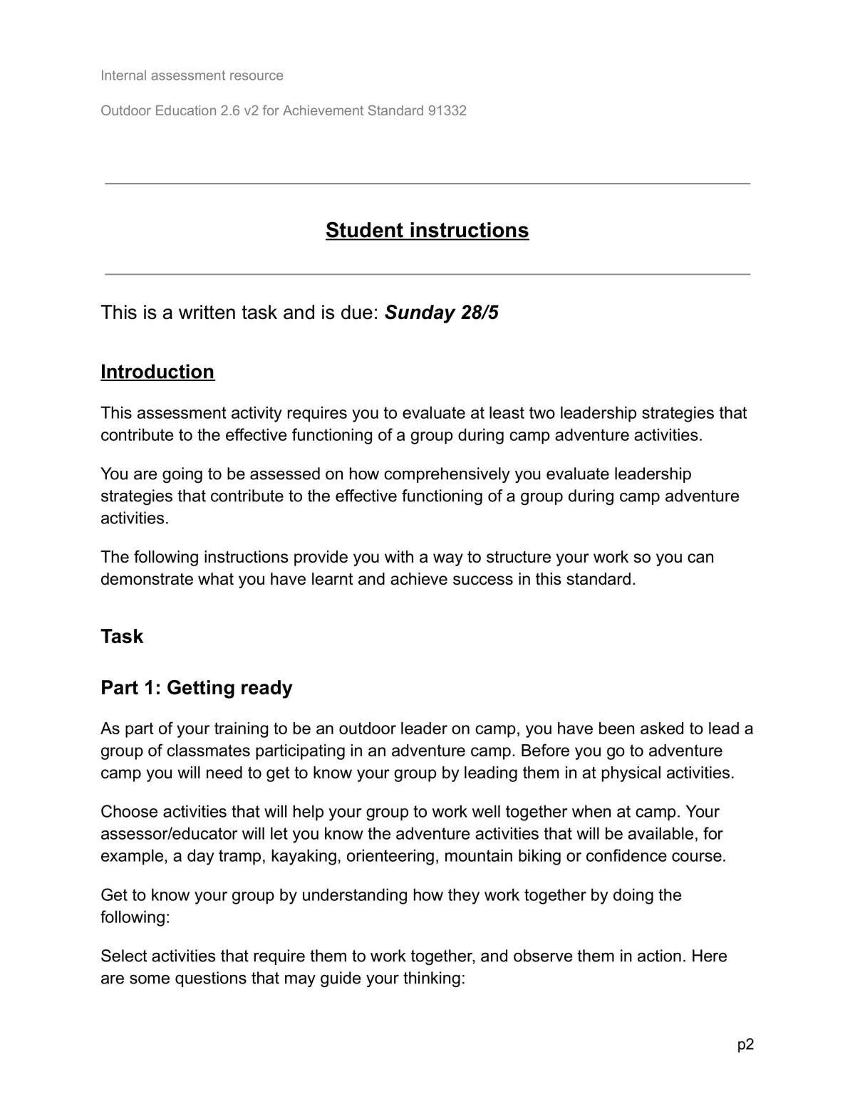Level 2 Outdoor Education 91332  - Page 2