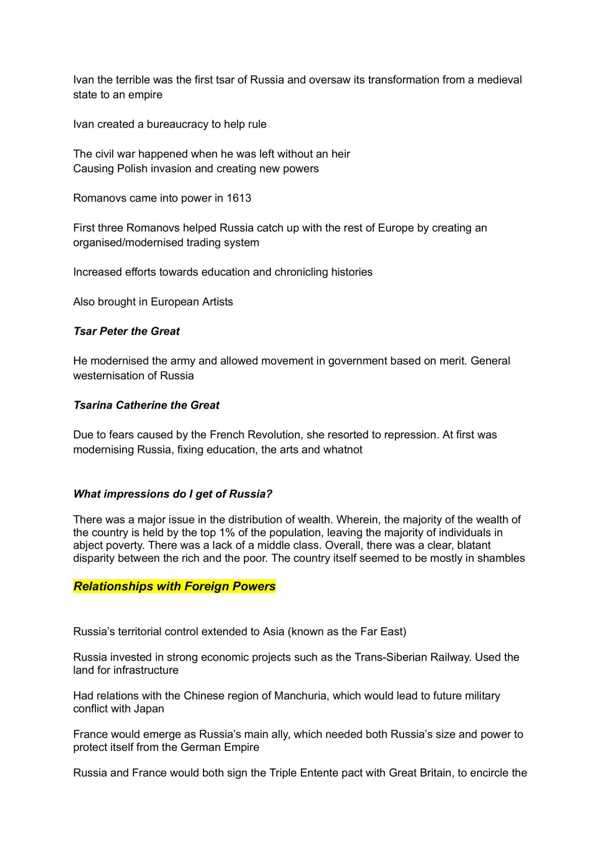 Study Notes on the Decline and Fall of the Romanov Dynasty - Page 2