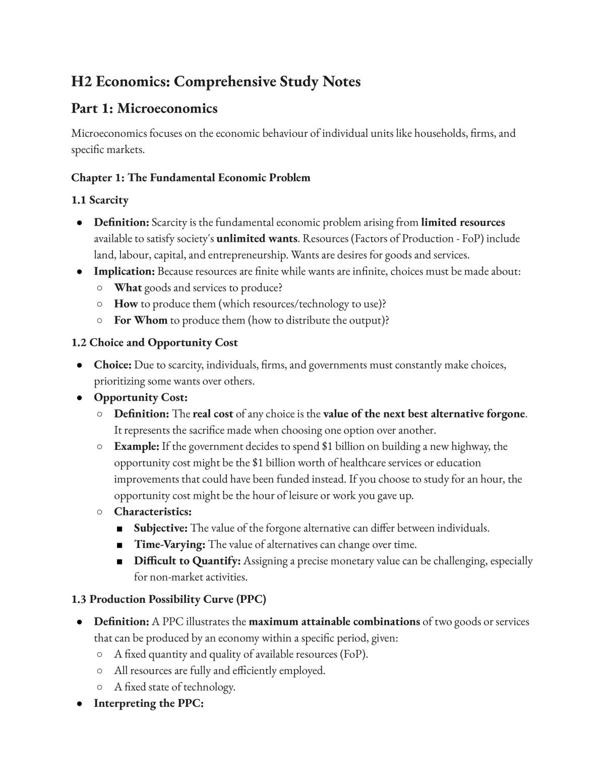 H2 Economics: Comprehensive Study Notes  - Page 2
