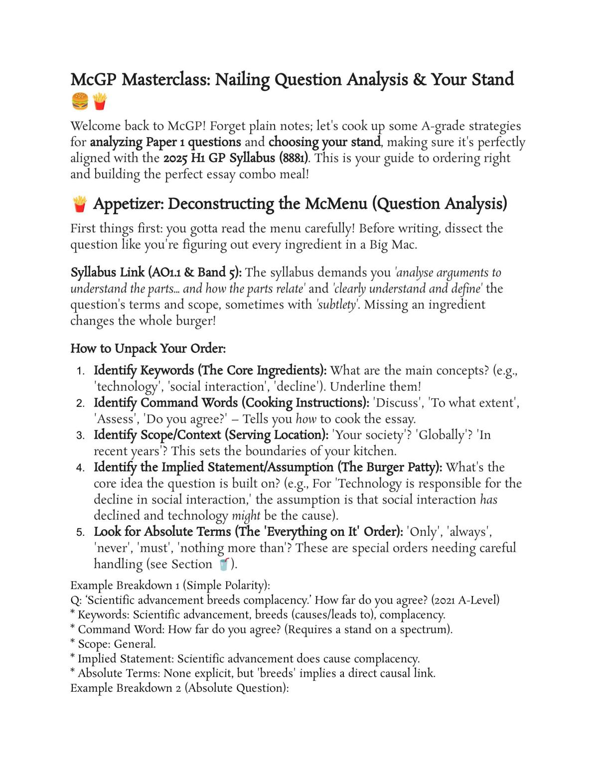 Mcgp Masterclass: Serving Hot Takes on Question Analysis & Your Stand - Page 2