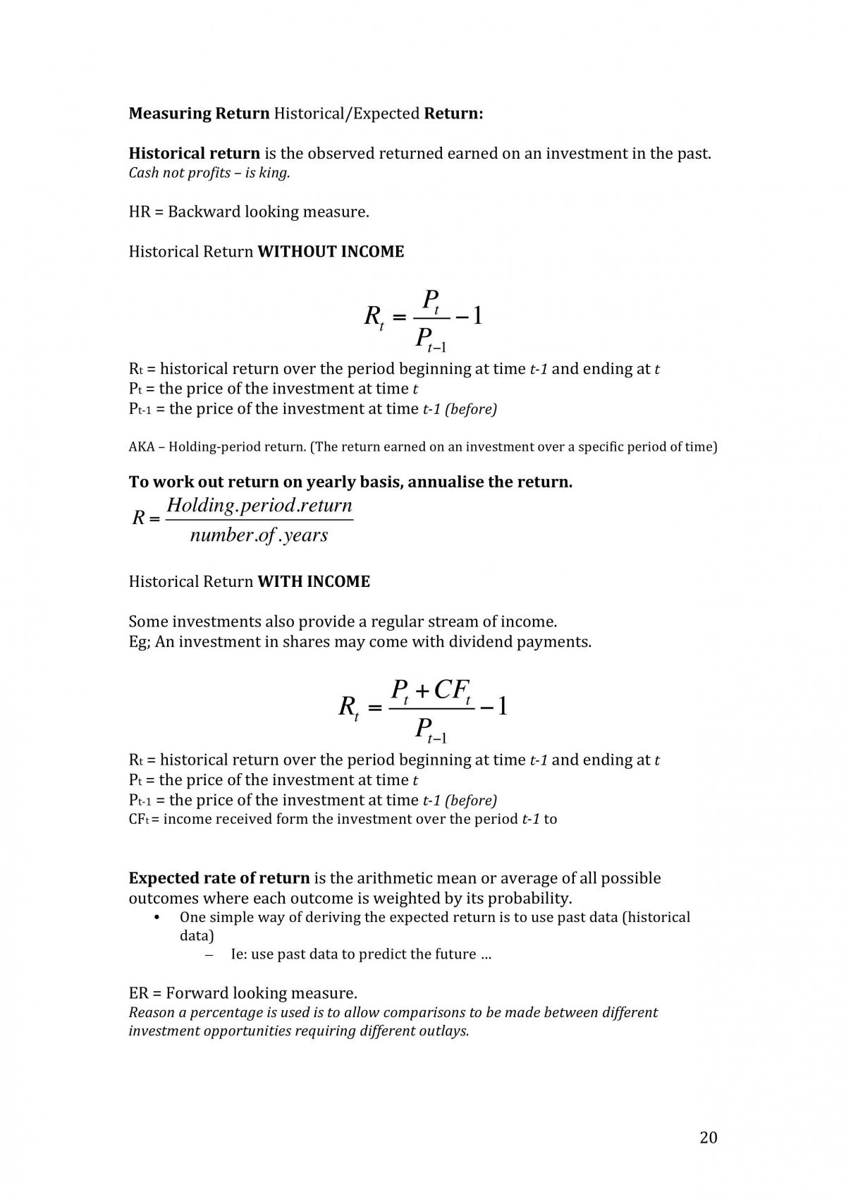 Fundamental of Finance Comprehensive Notes WITH Formulas - Page 20