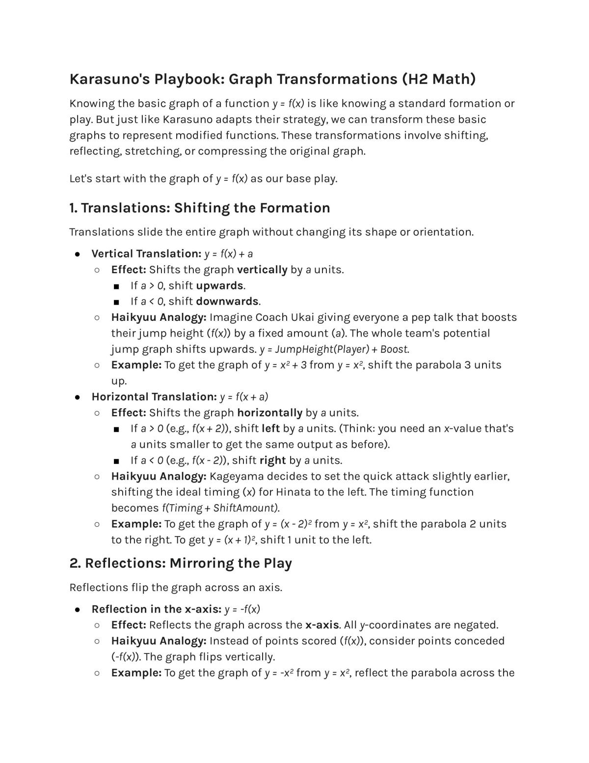 H2 Math Notes: Graph Transformations (Haikyuu Theme) - Page 2