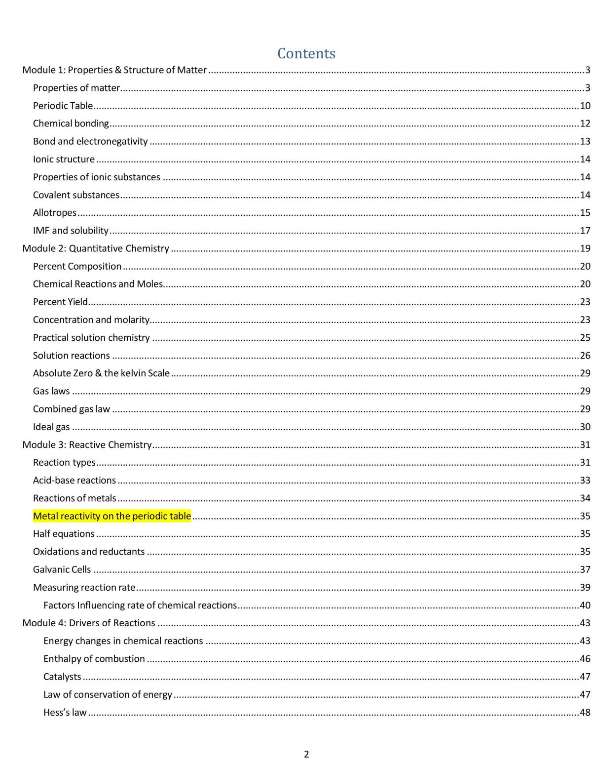 Chemistry Units 1 & 2 - Page 2