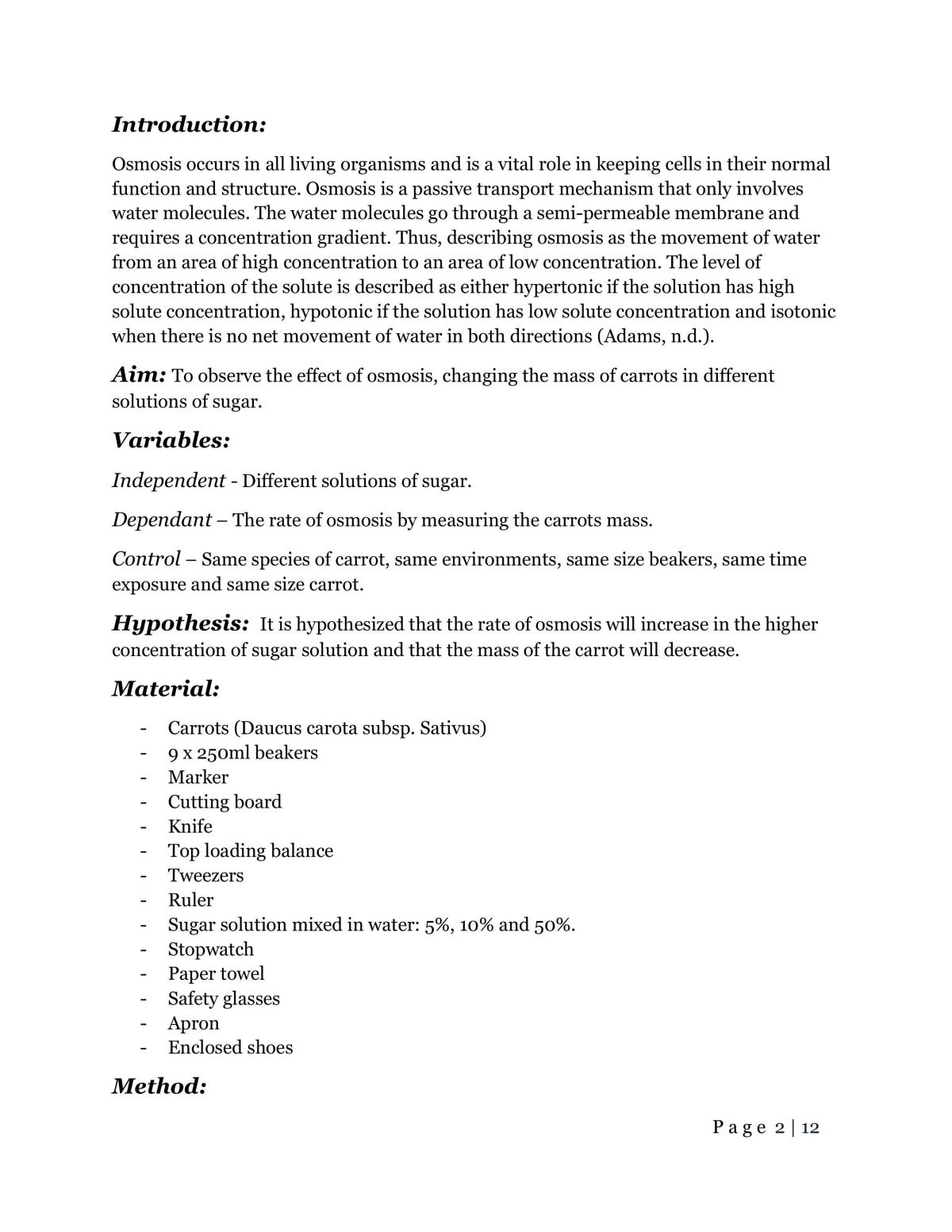 Osmosis In Potato Cells - Page 2