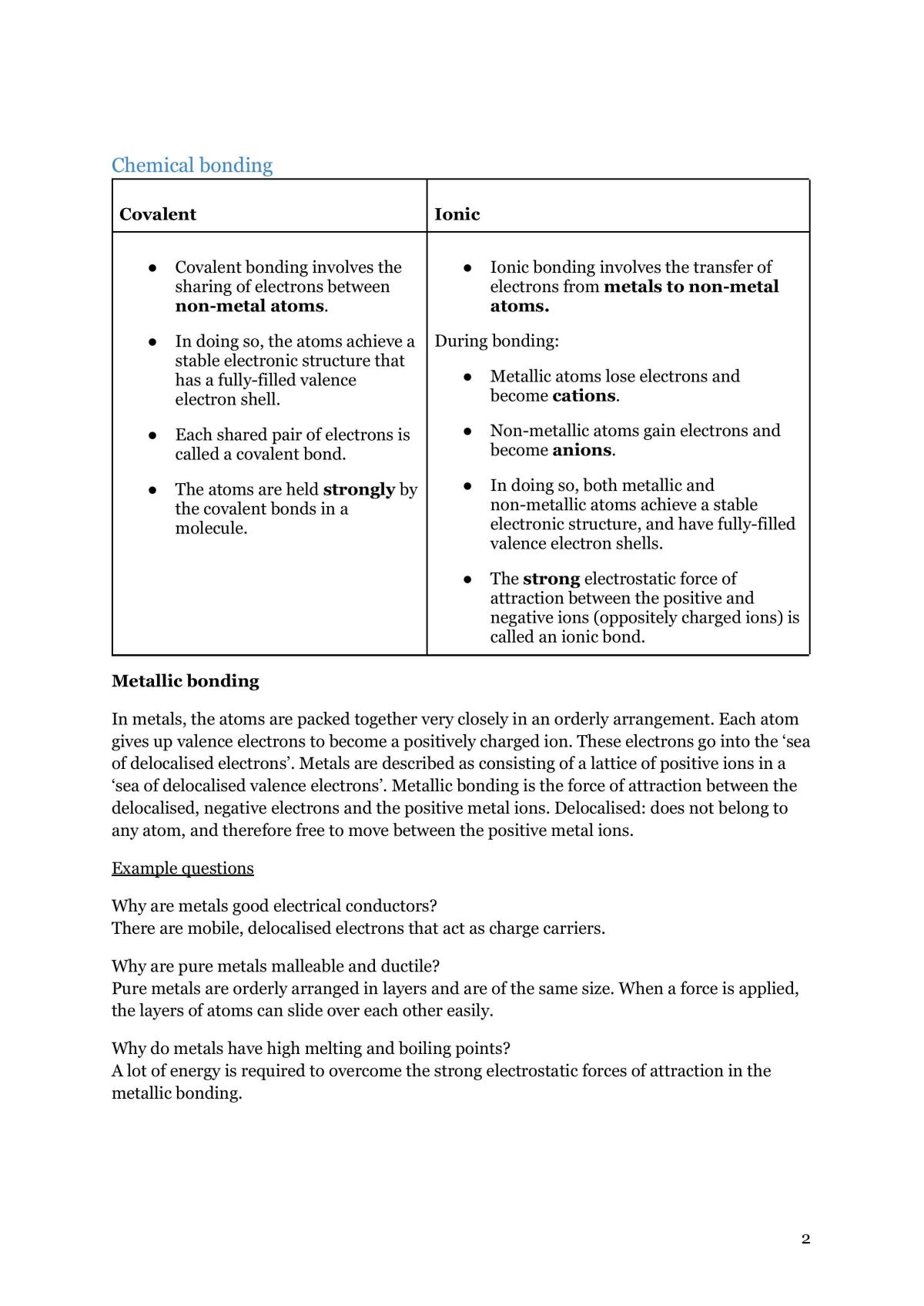 O Level Pure Chemistry Notes (Incomplete) - Page 2