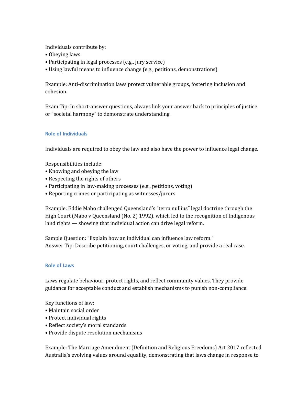 VCE Legal Studies Premium Notes Unit 1-4 - Page 2