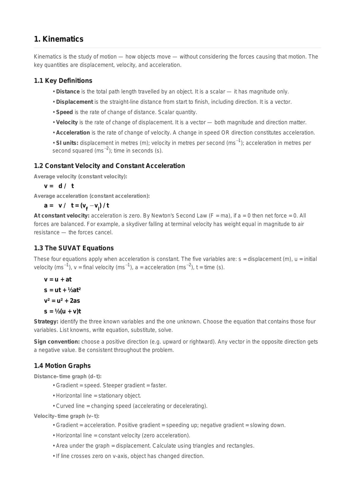 Mechanics Level 2 Notes - AS91171 - Page 2