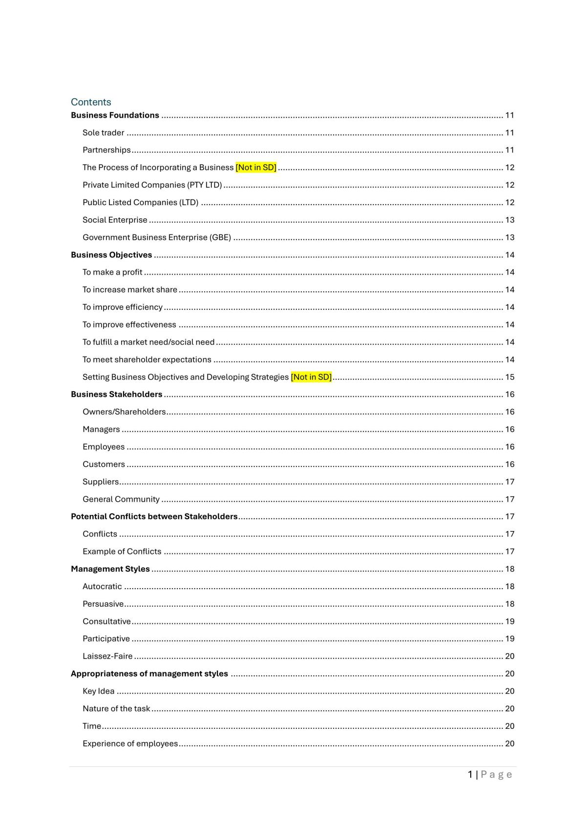 VCE Business Management Units 3 & 4 — Complete Study Notes - Page 2