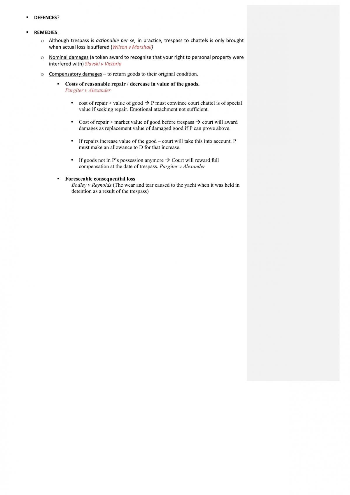 Torts Exam notes / Response Template  - Page 18