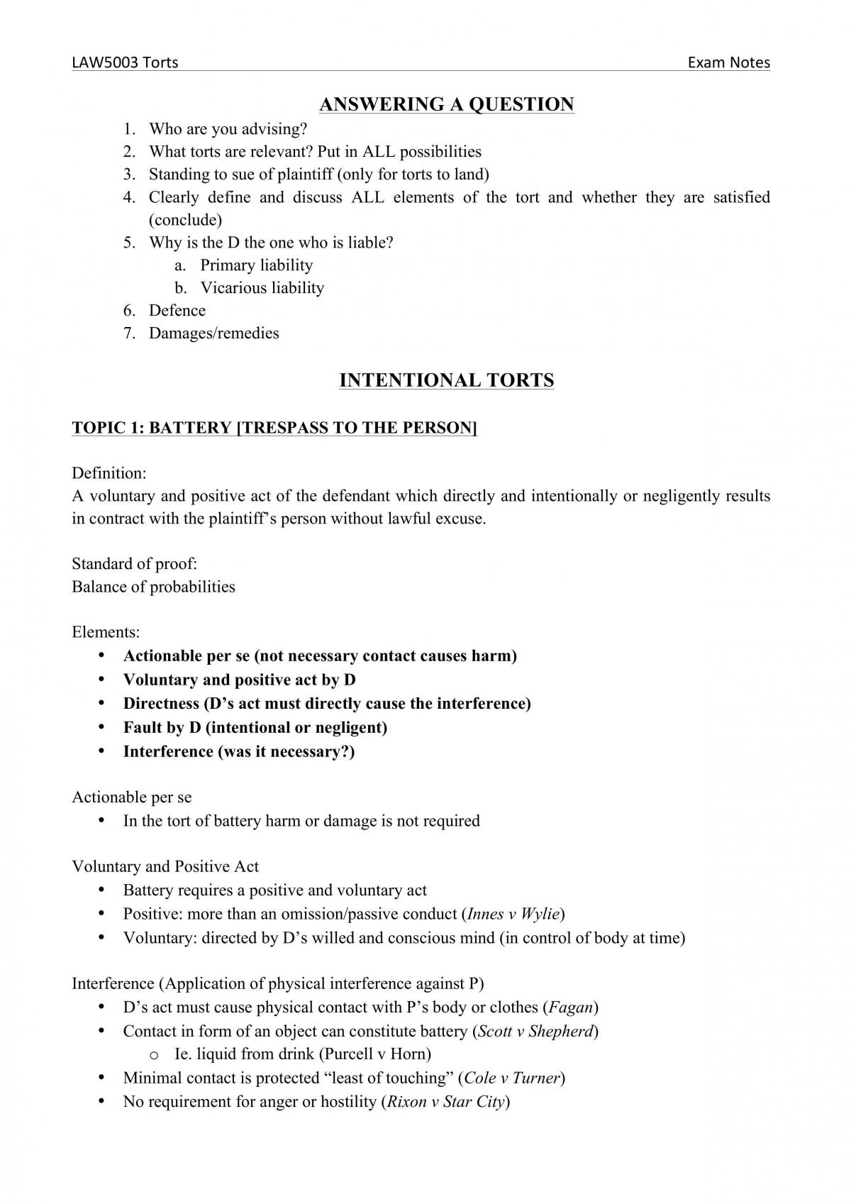 Torts Exam Notes - Page 3