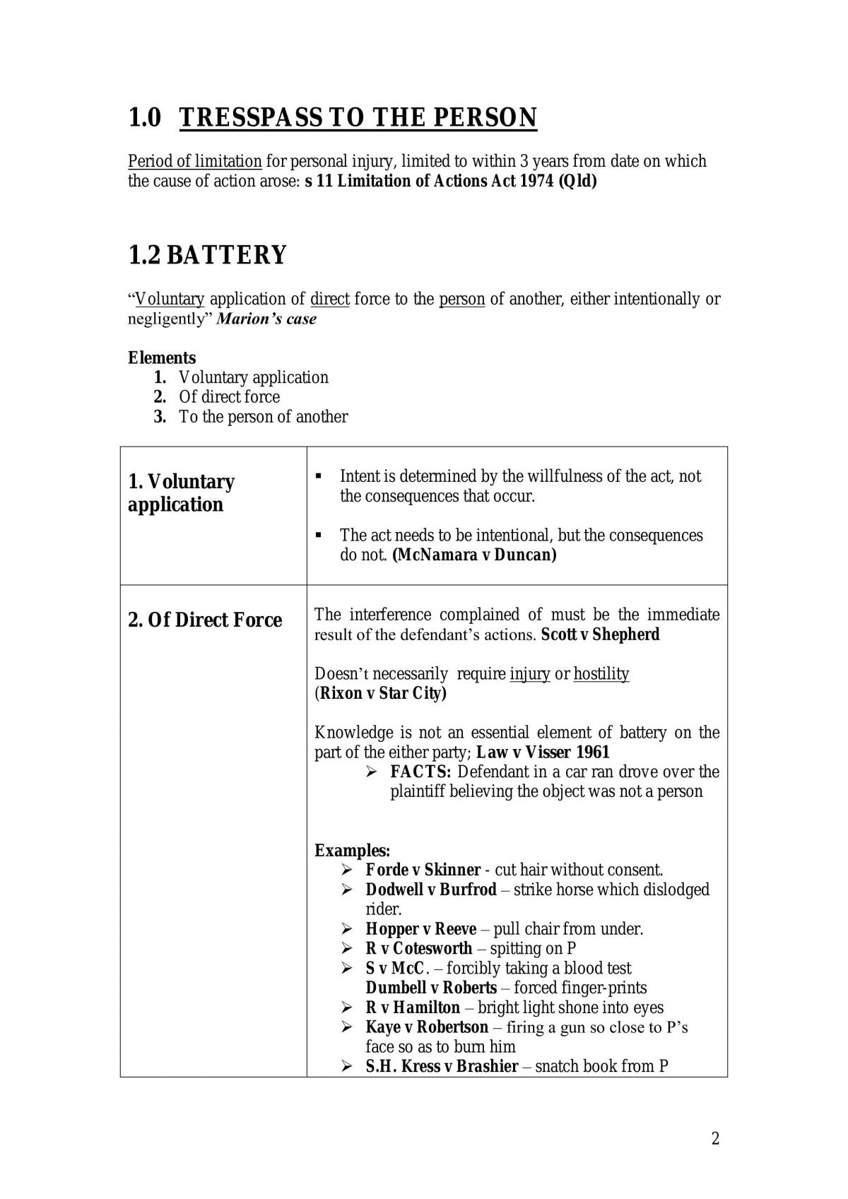 Introduction to Torts/Torts 1 Complete Notes - Page 2