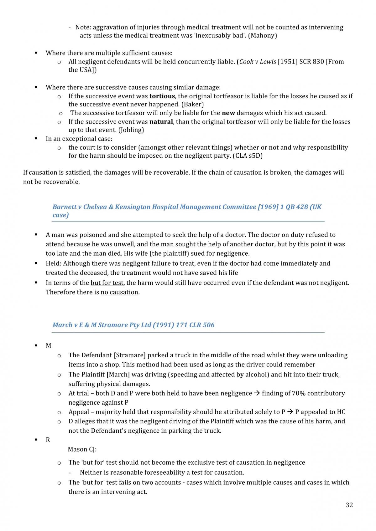 Exam Notes for Torts  - Page 32