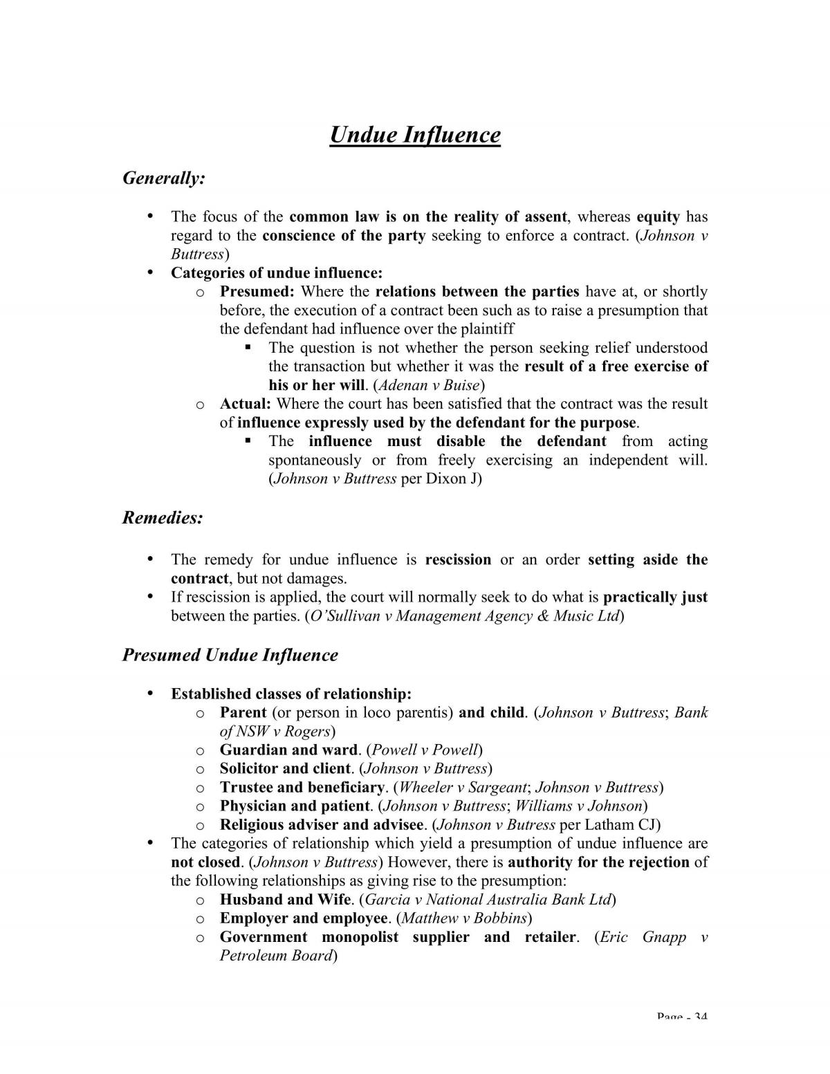 LAWS1075 Contracts Notes - Page 34