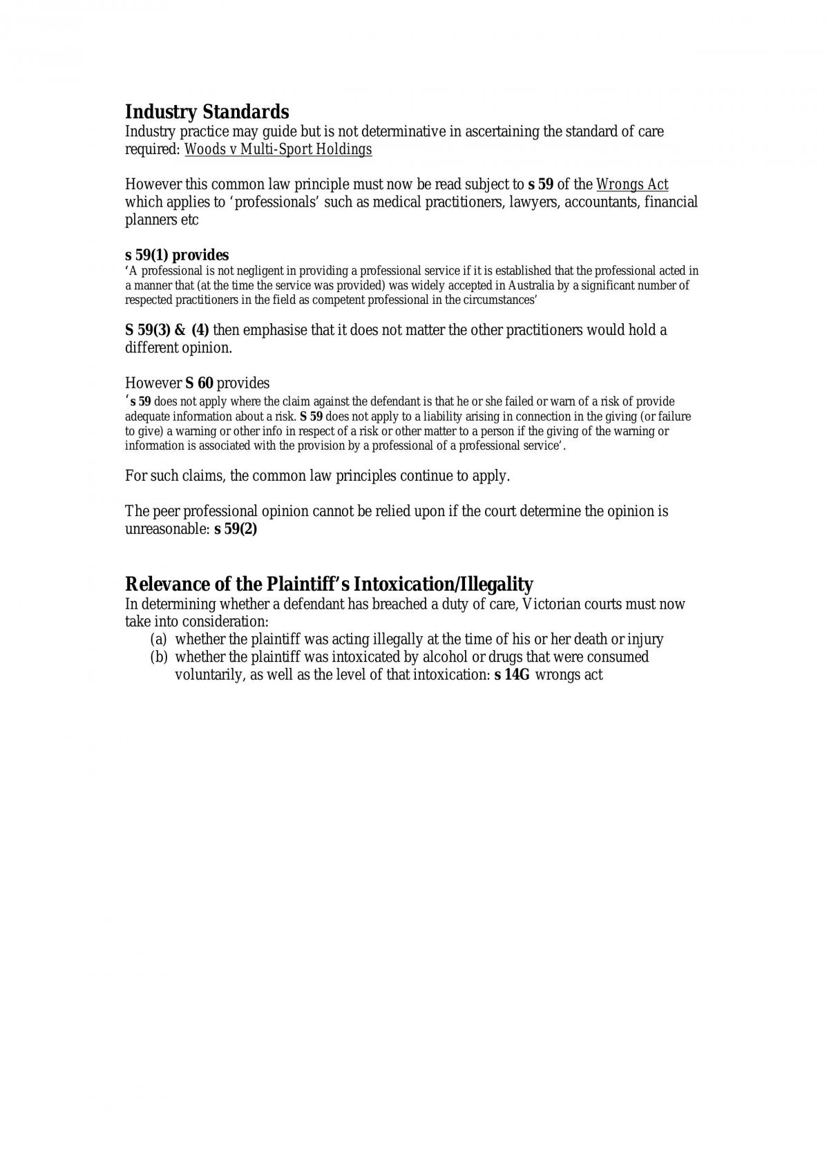 Torts Notes,  Basic Good Overview Of Deakin Course - Page 40