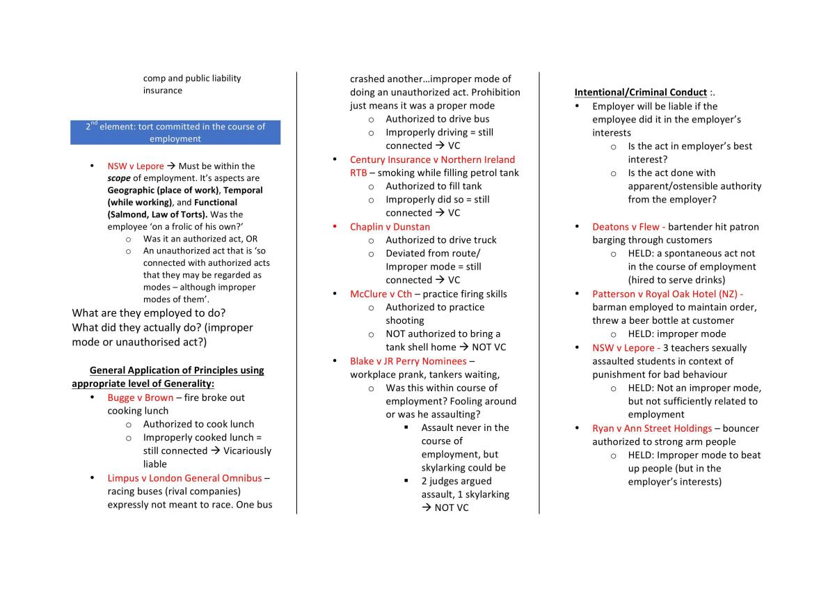 Tort Exam Notes - Page 10