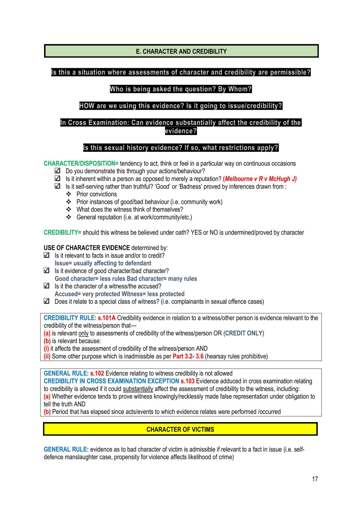 Evidence Law Exam Notes - Page 17