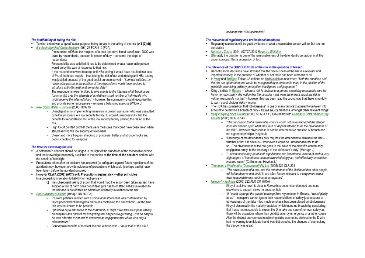 Torts - End of Semester Exam Notes - Page 10