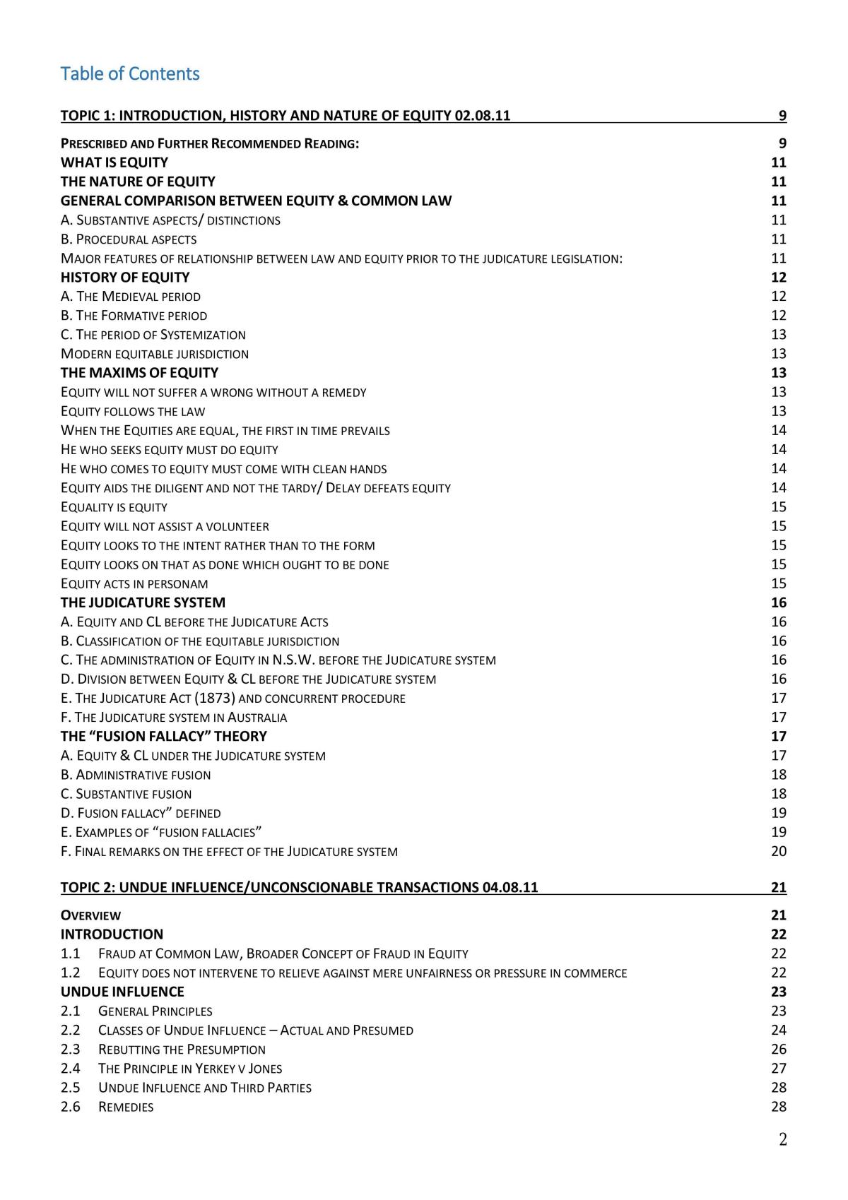 Equity and Trusts Complete Study Notes - 163 Pages - Page 2