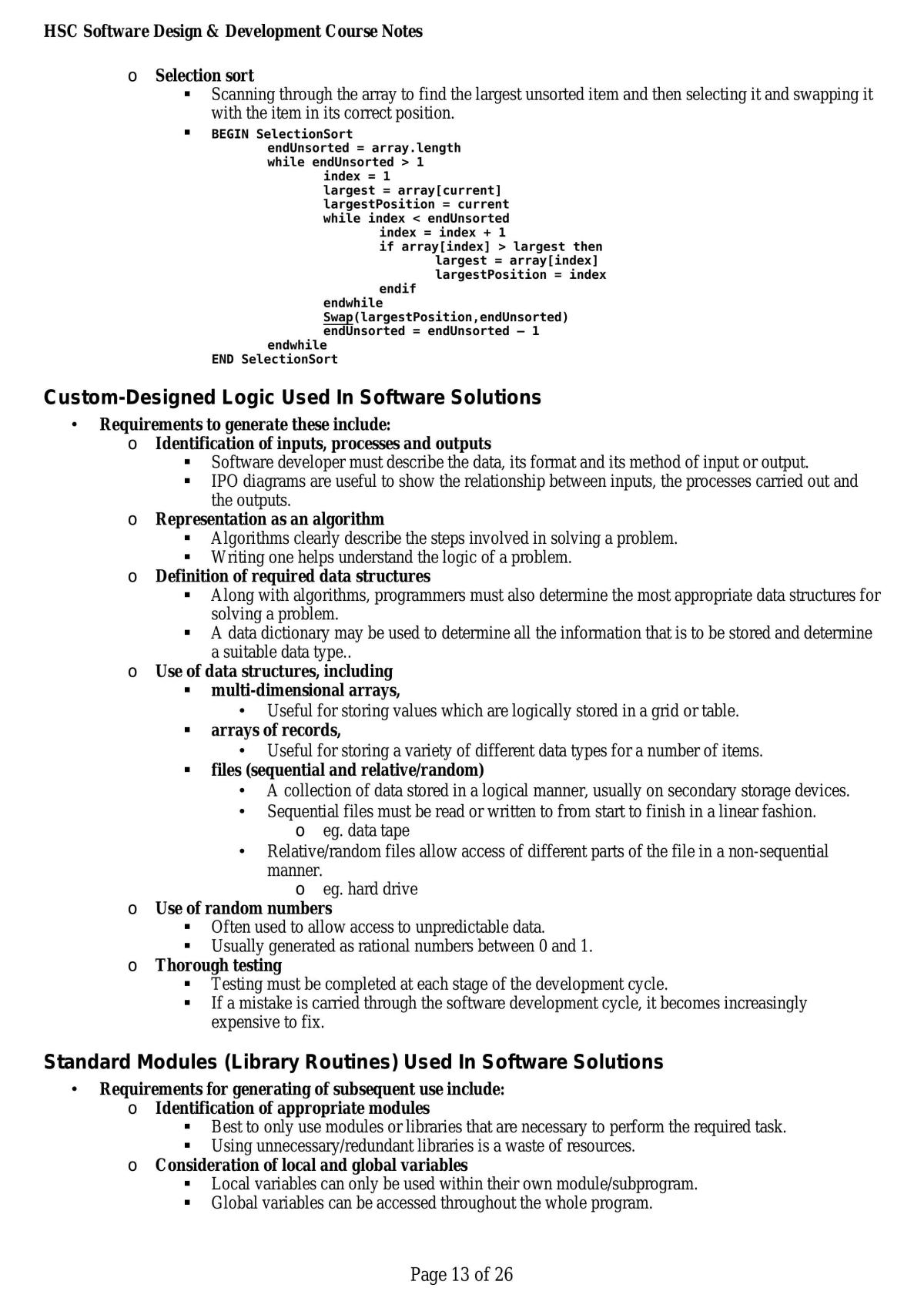 HSC Software Design & Development - Complete Notes - Page 13