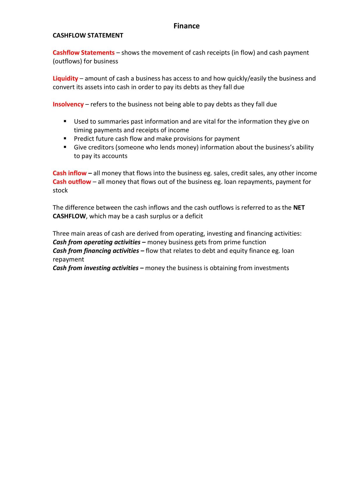 Finance Summary  - Page 18