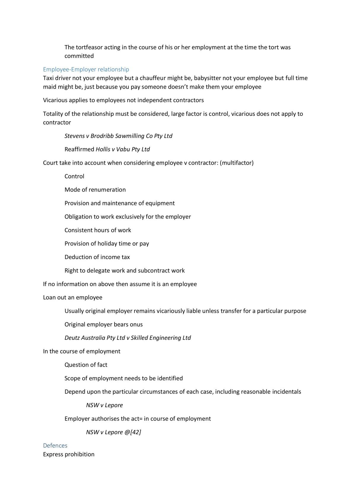 LLB102 Torts Full Lecture Notes - Page 20