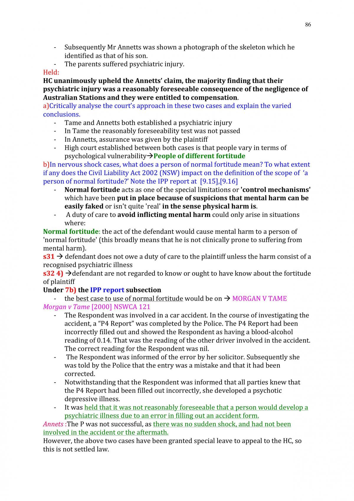 Torts Summary Notes 2015 - Page 86