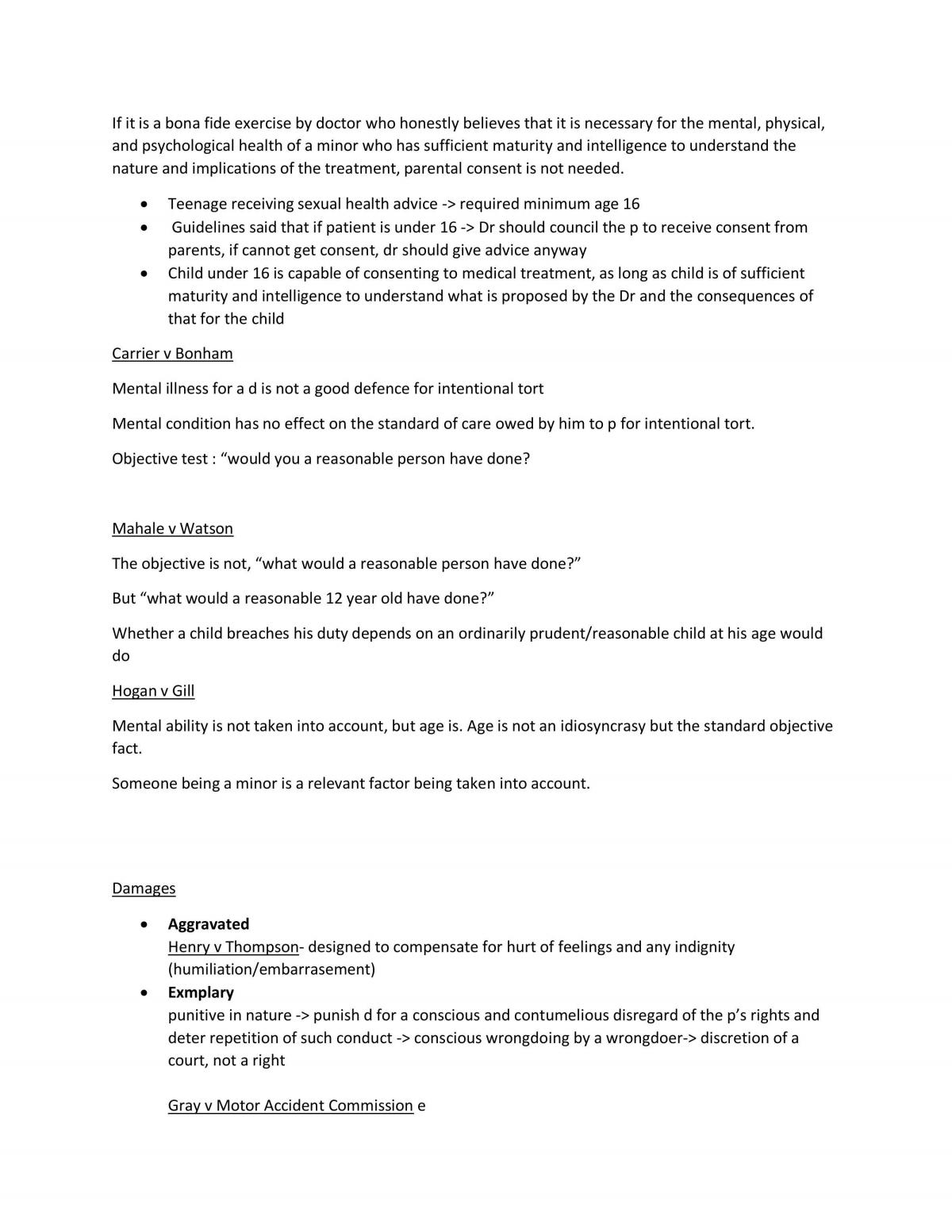 LAWS5001 Torts Midterm 1 Complete Notes + Element Formula Cheatsheet  - Page 13