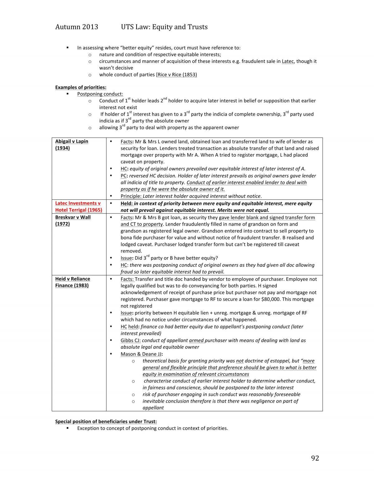 Equity and Trusts Full Notes - Page 92
