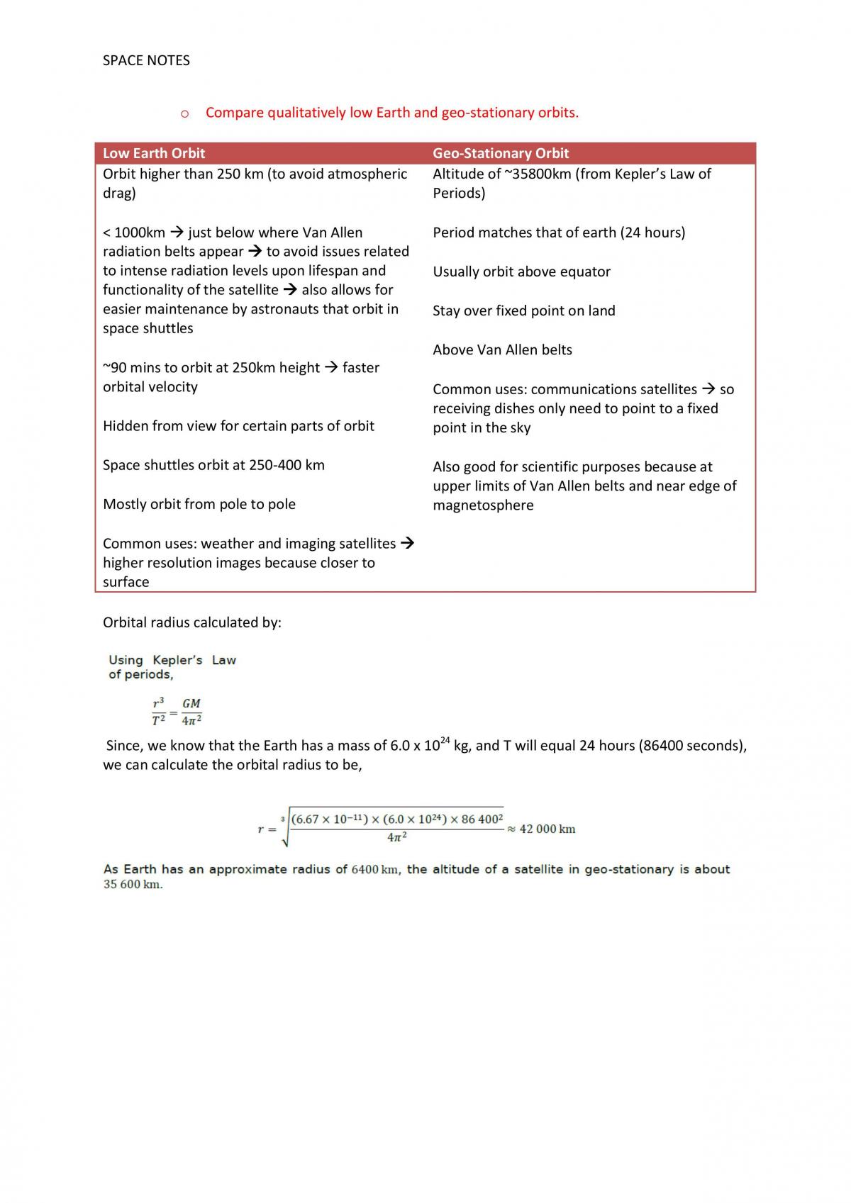 HSC Physics Notes for Space Topic - Page 11
