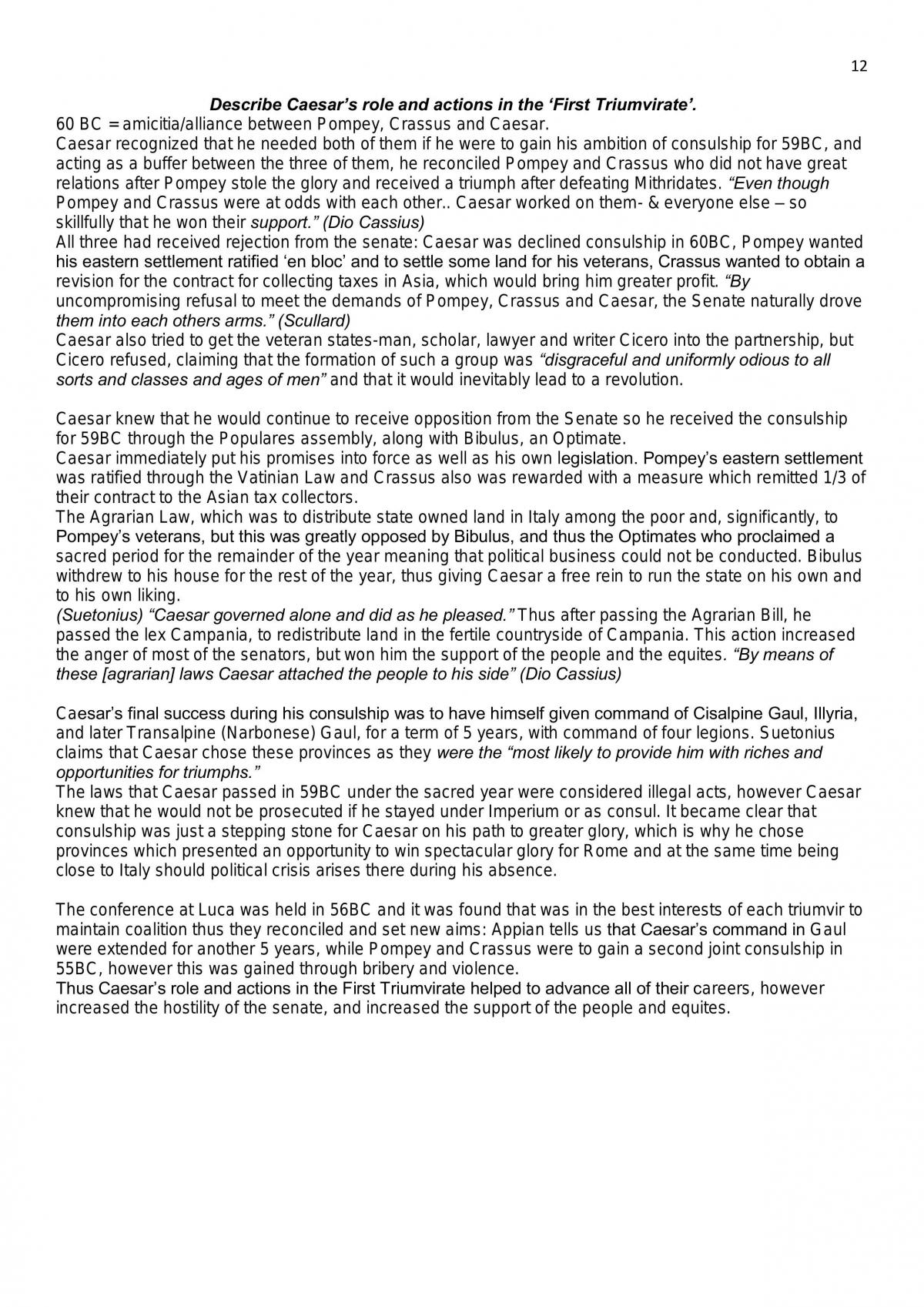 Julius caesar summary notes ancient history year 12 hsc thinkswap