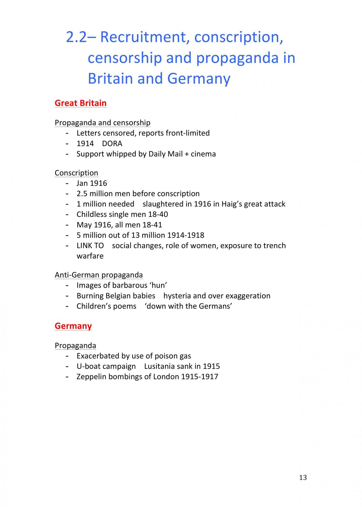 Full Set of WWI Notes - Outlining Syllabus Dot Points - Page 13