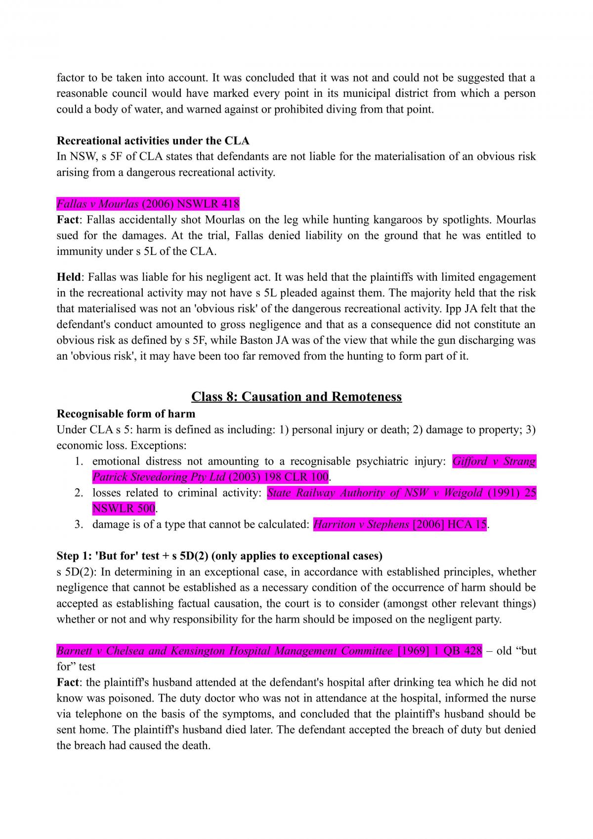 JURD7161 Torts Notes - Page 17