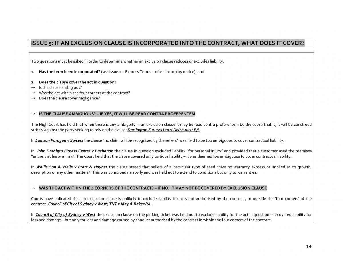 Law of Contract 1 -  EXAM/STUDY NOTES - Page 14