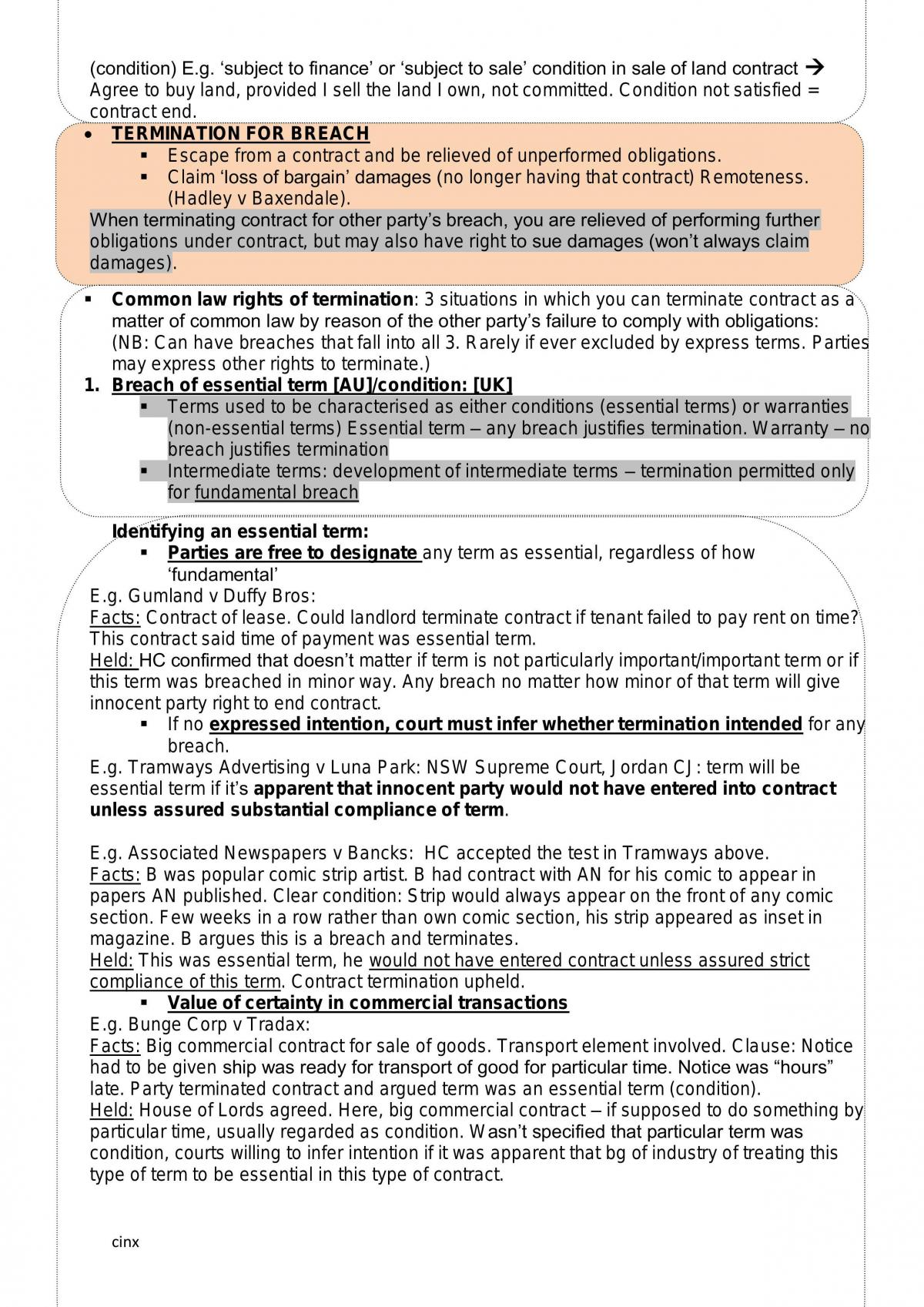 Contracts Complete Exam Notes - 2011 UofA - Page 18