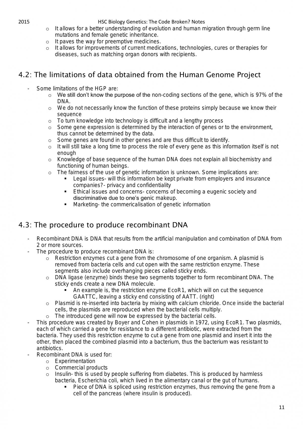 Genetics- Code Broken Notes- HSC Biology - Page 11