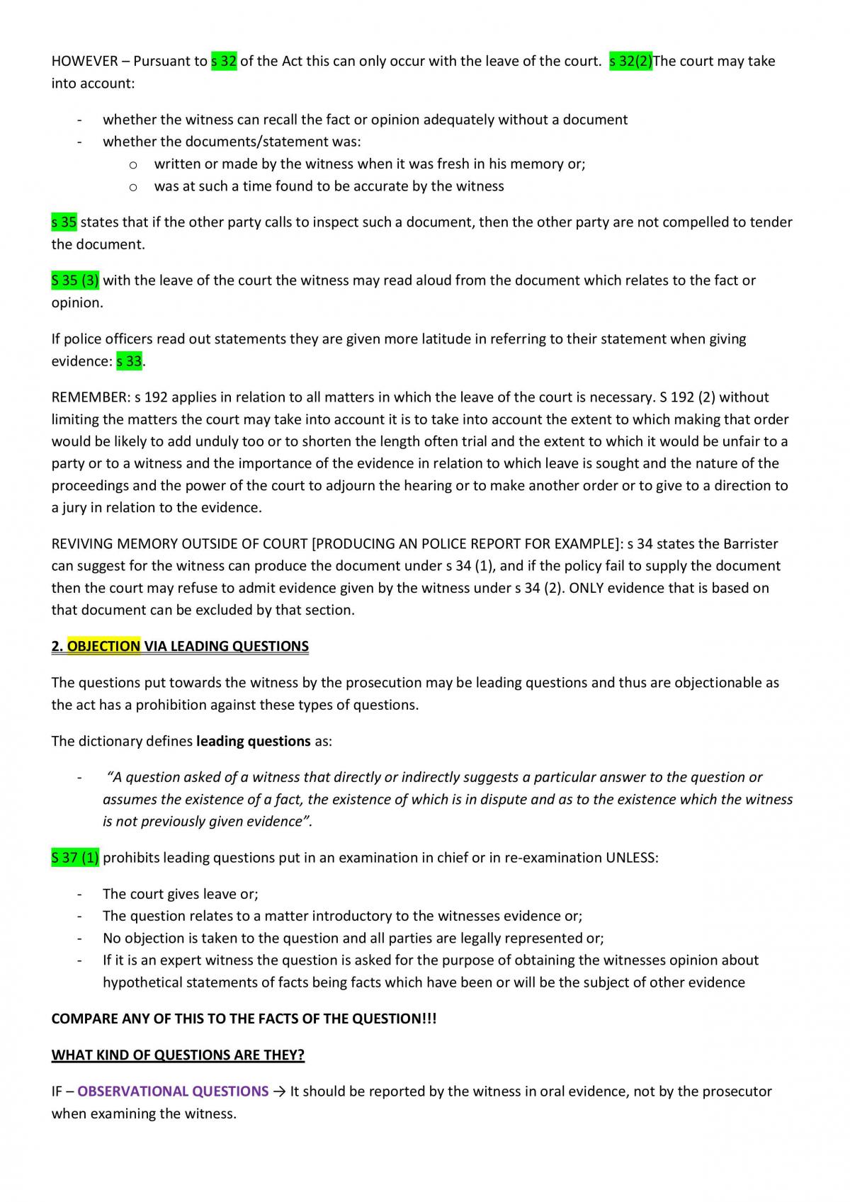 Evidence Law Exam Notes - Page 17