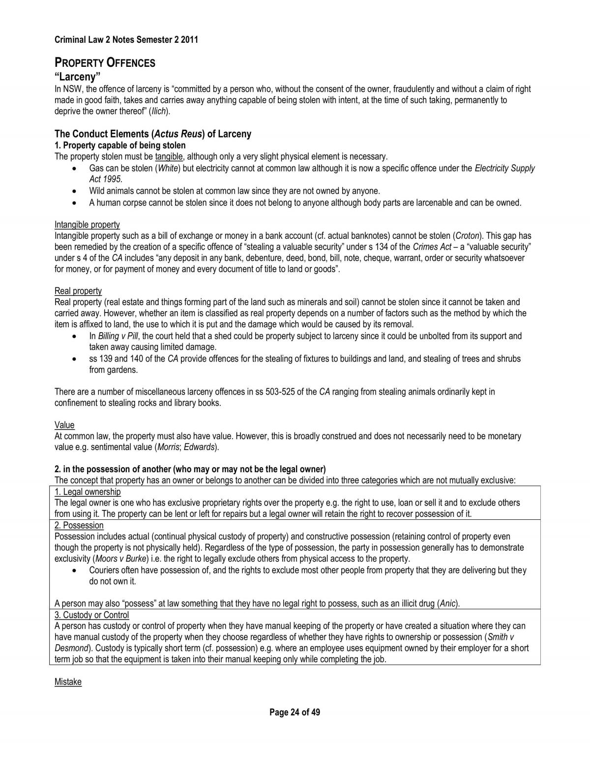 Criminal 2 Course Notes - Page 24
