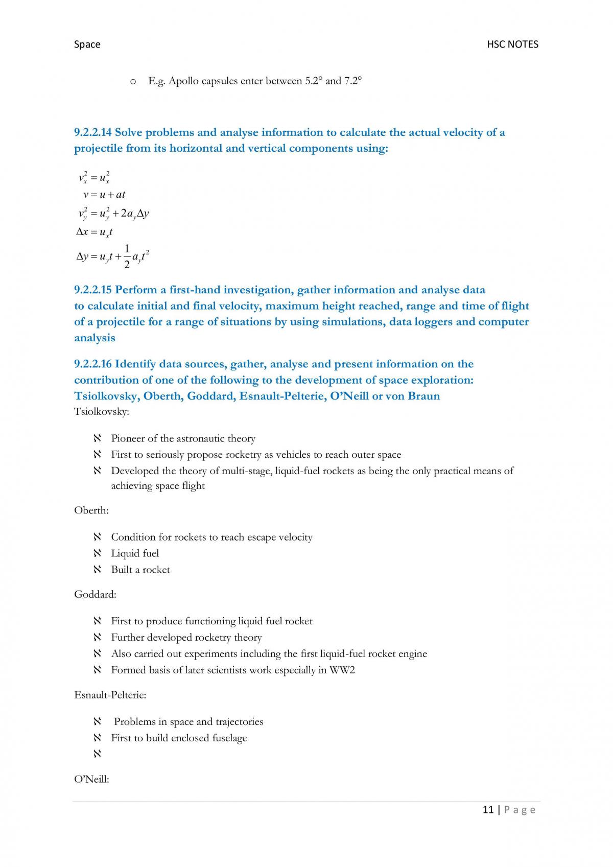 HSC Physics Topic 1 Space Notes - Page 11