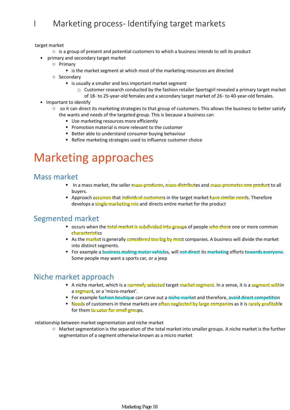 Full Marketing Notes all dot points - Page 18
