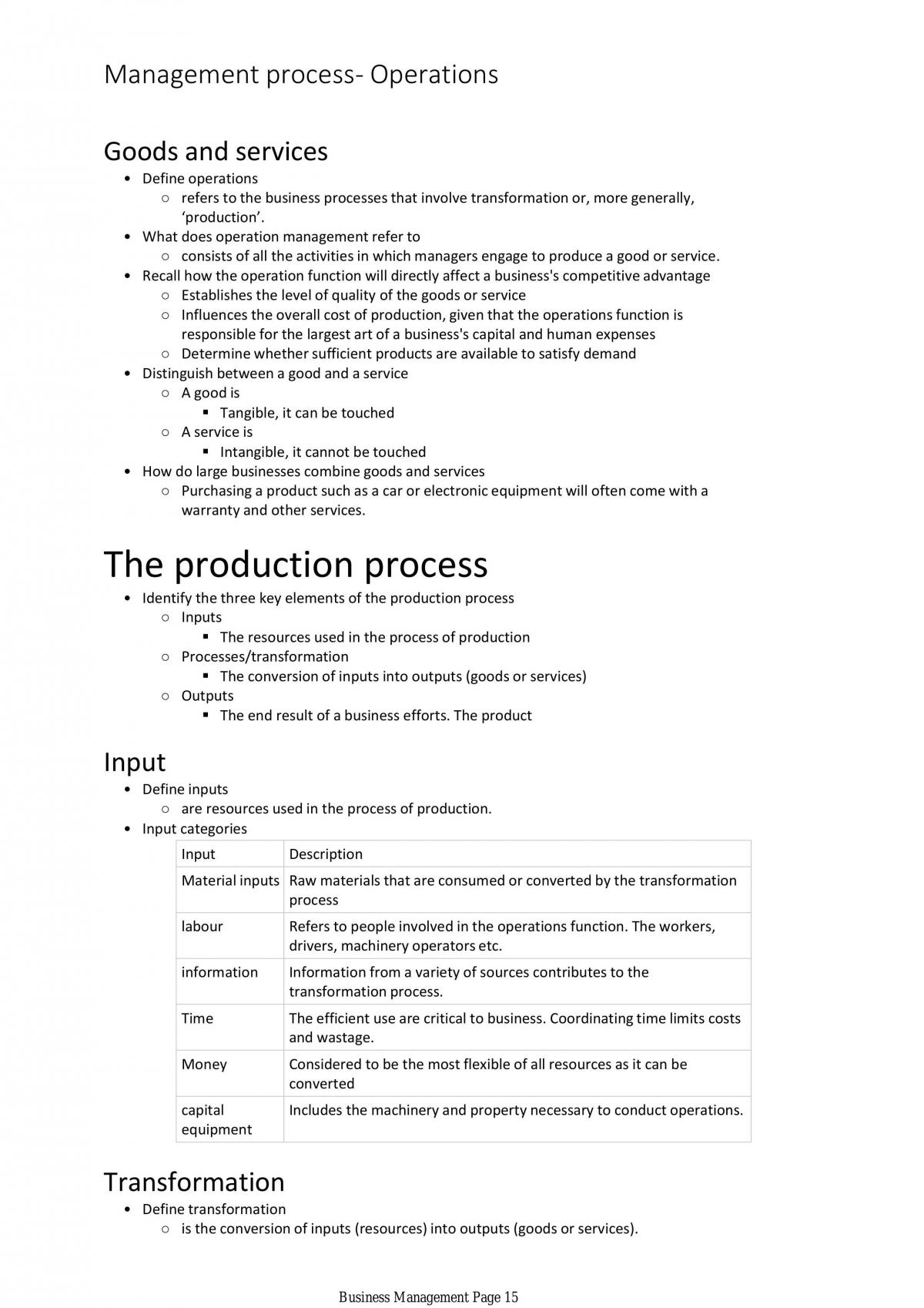 Business Management syllabus notes, dot point - Page 15