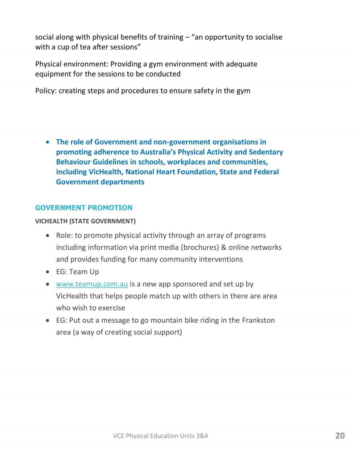 Physical Education VCE Unit 3 Notes - Page 20