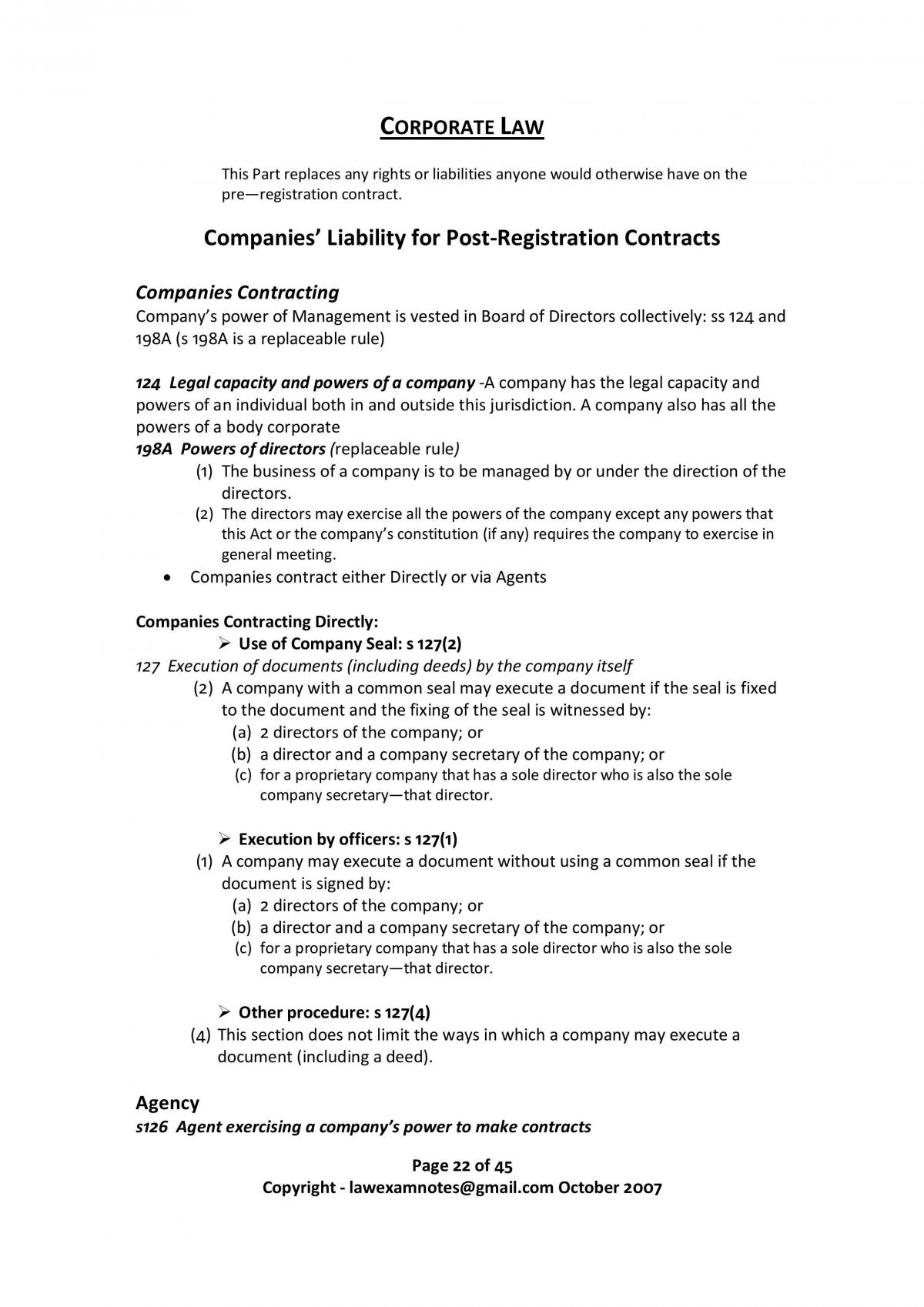 Corporate law exam notes - Page 22