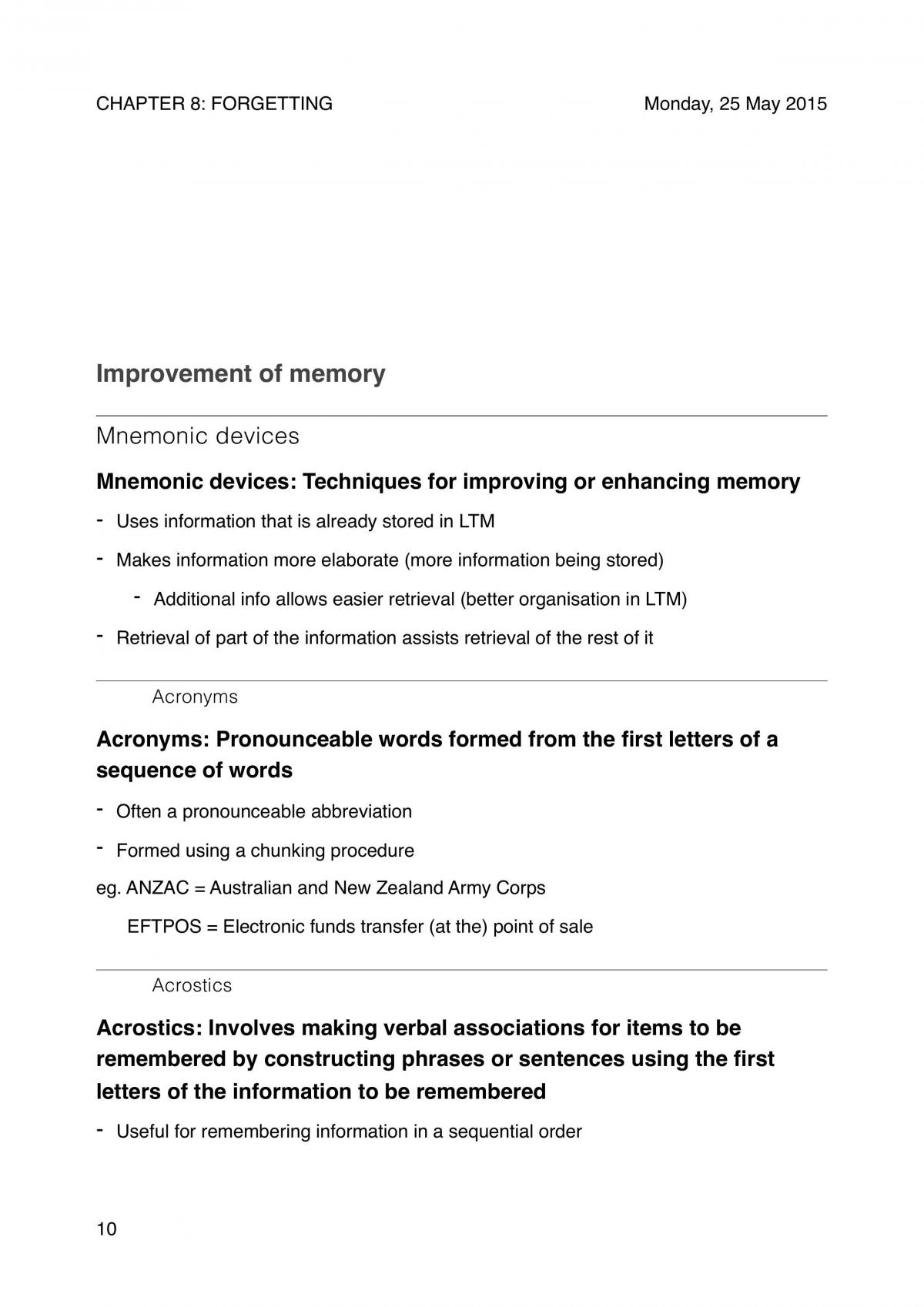 Forgetting, Manipulation and Improvement of Memory, Neural Basis of Learning - Page 10