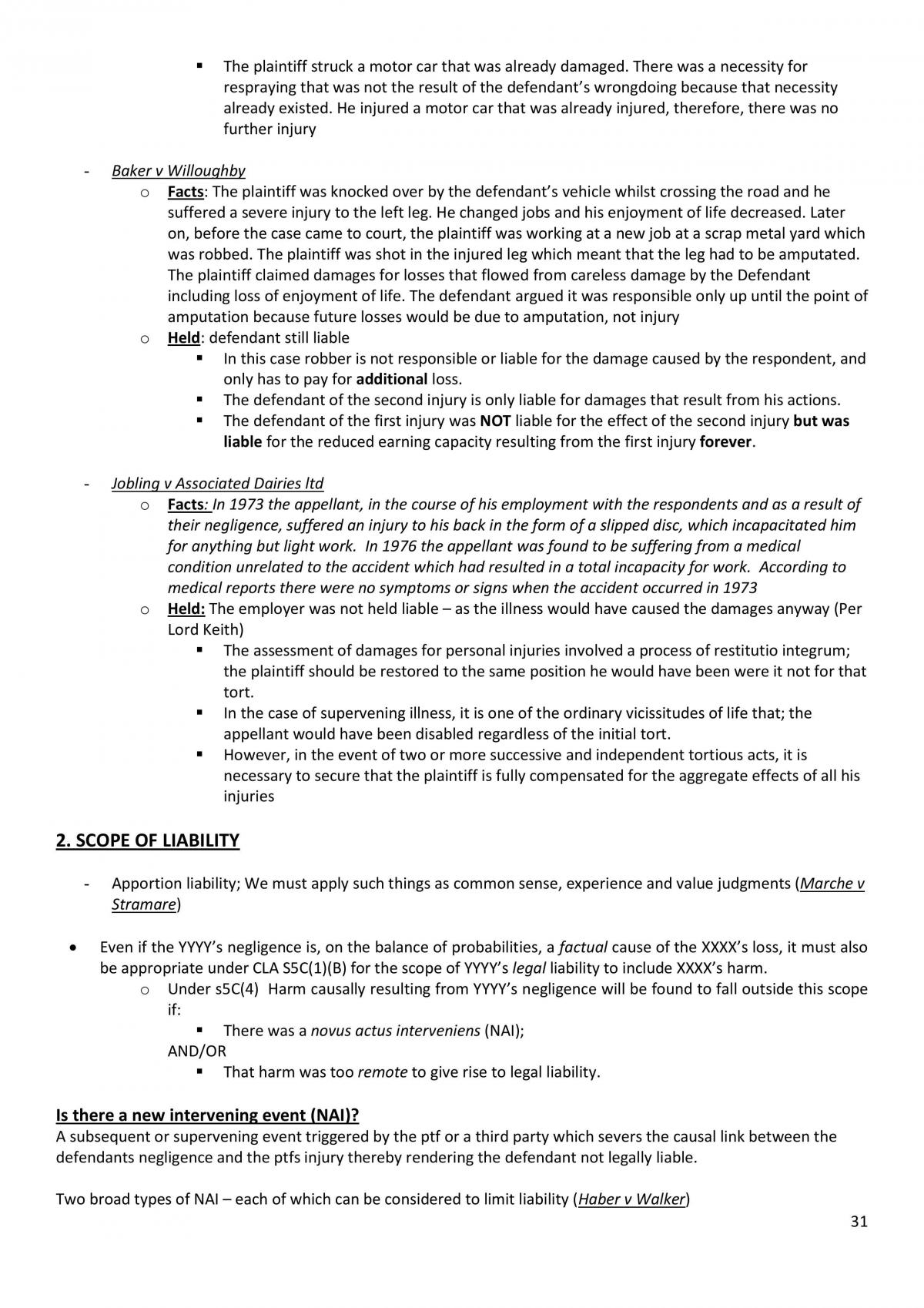 Torts 1 Notes  - Page 31
