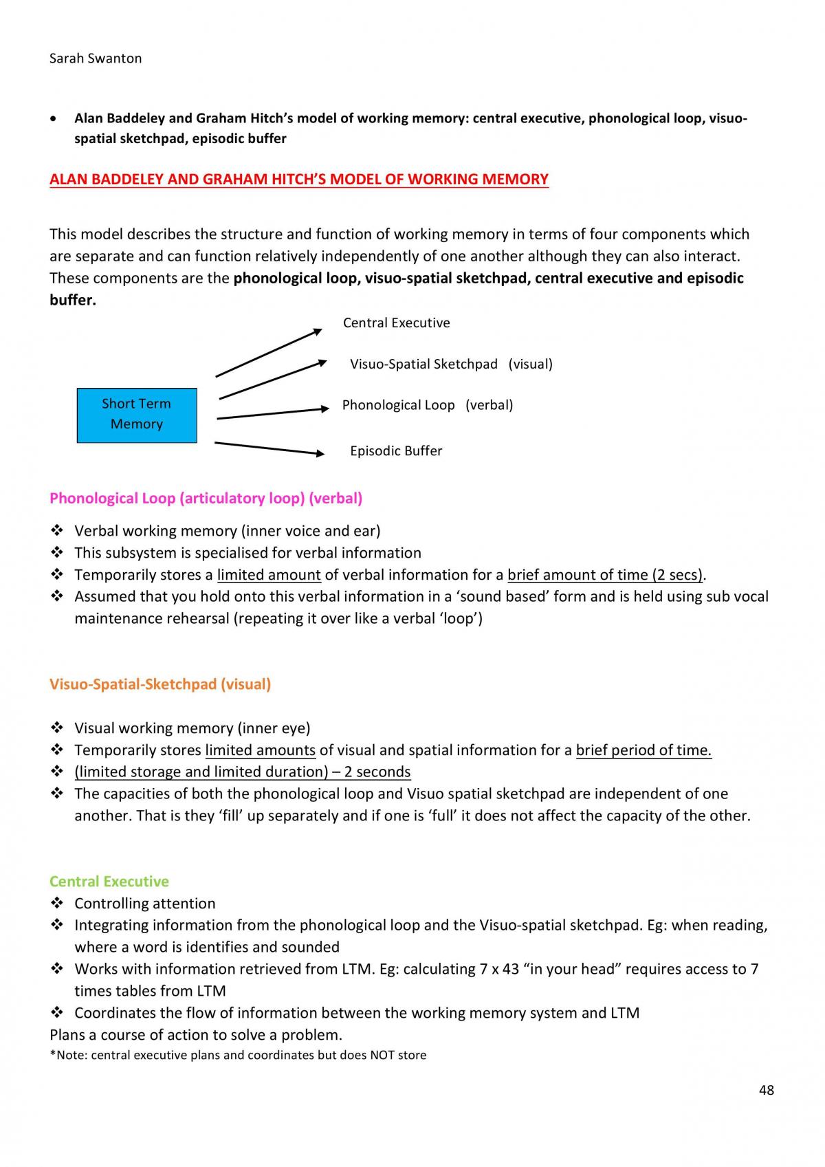 Psychology Unit 3 and 4 Study Notes - Page 48