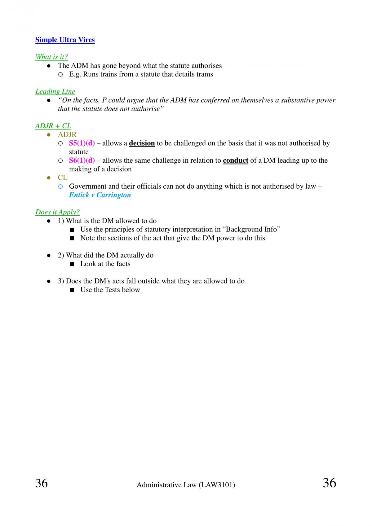 LAW3101 Complete Notes. - Page 36