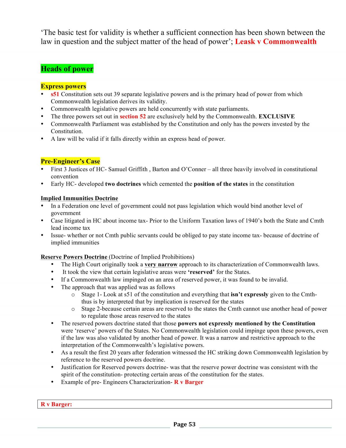 Constitutional Law Exam Notes  - Page 53