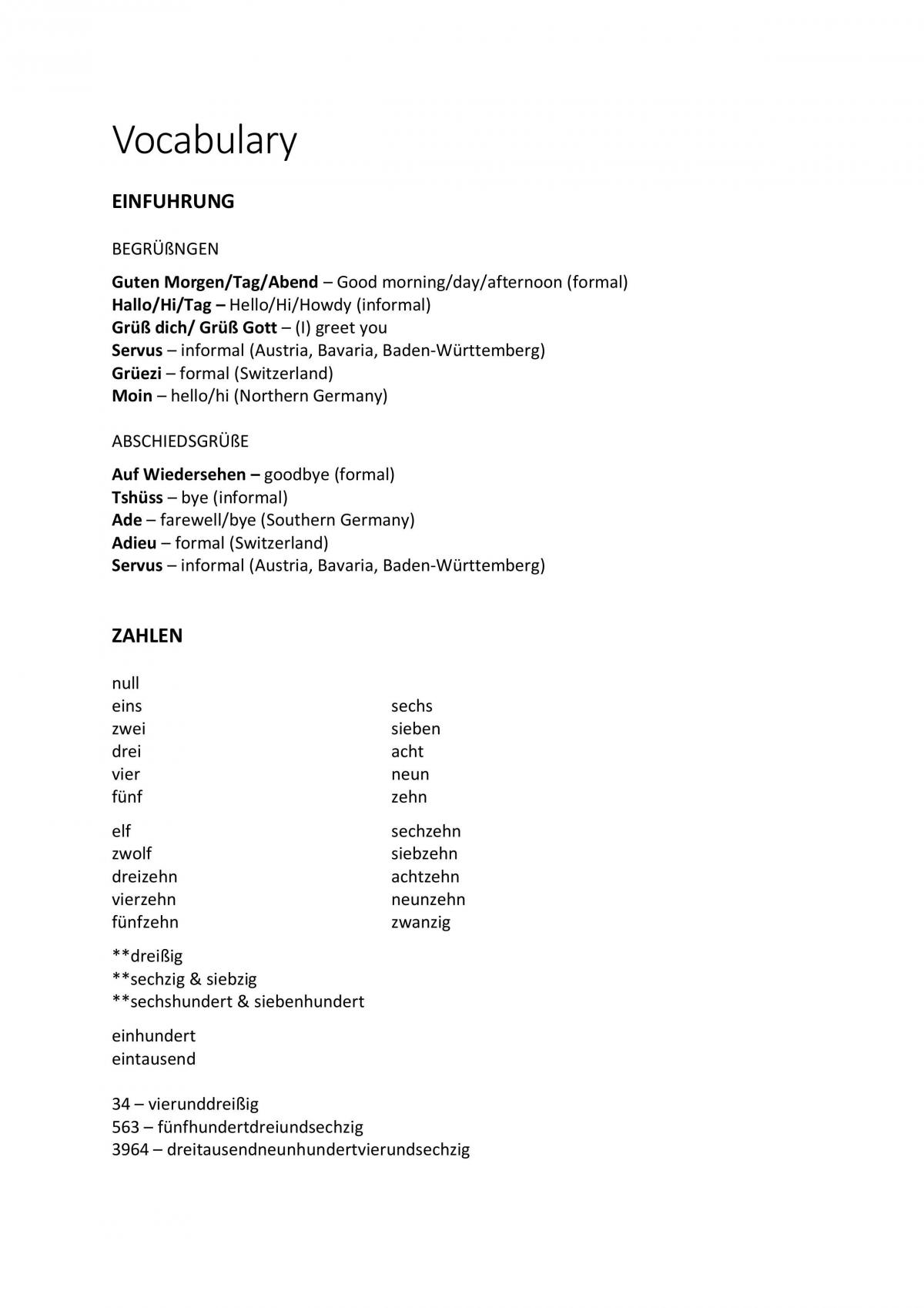 German Beginners Summary Notes - Page 10
