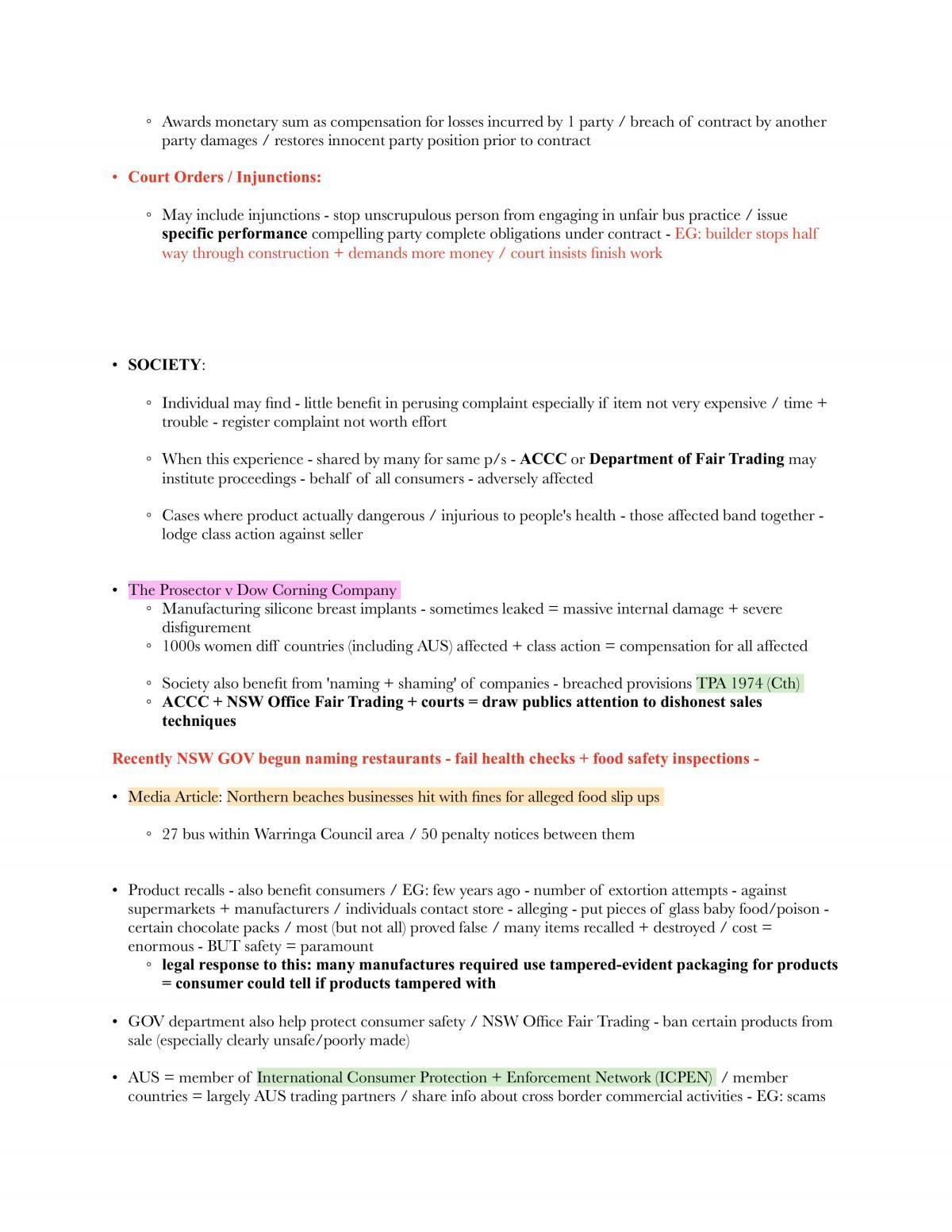 Legal Studies: Consumers Study Notes  - Page 21